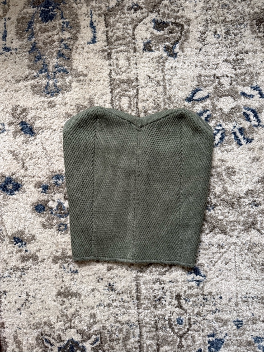 aerie Olive Green Strapless Knit Bustier